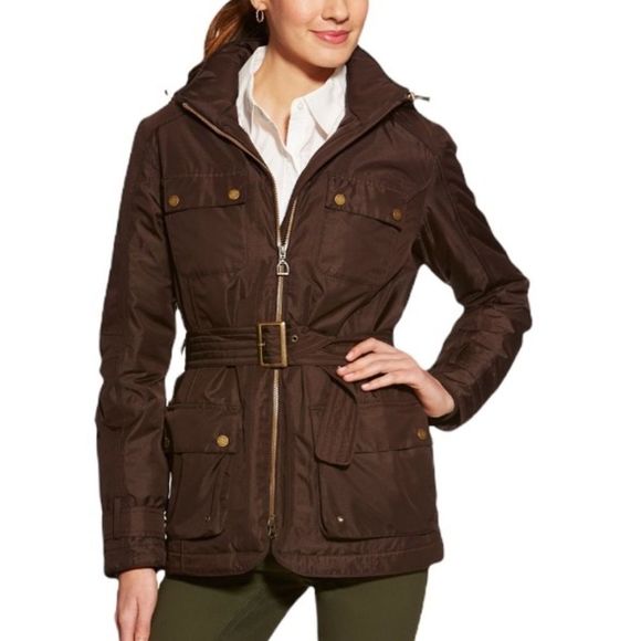 Ariat Furlough Waterproof Insulated Navy Blue Belted Jacket.Sz Medium EUC - Picture 3 of 16